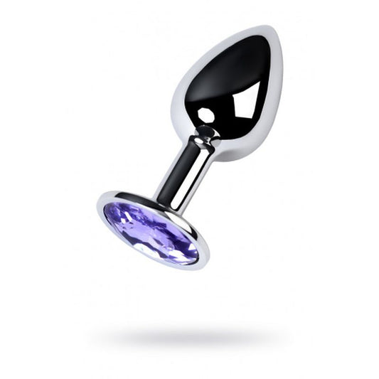 Metal | Silver Metal Anal Plug w Amethyst Crystal Small