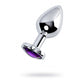 Metal | Silver Metal Anal Plug w Amethyst Heart Crystal Medium