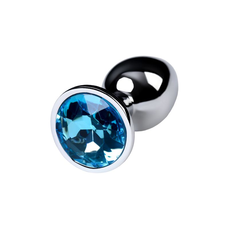 Metal | Silver Metal Anal Plug w Topaz Crystal Small