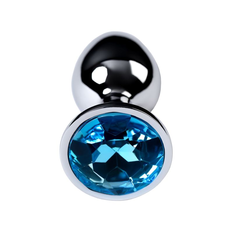 Metal | Silver Metal Anal Plug w Topaz Crystal Small