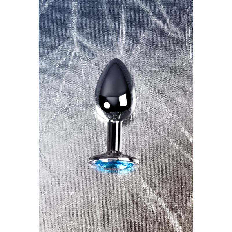 Metal | Silver Metal Anal Plug w Topaz Crystal Small