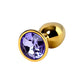 Metal | Gold Metal Anal Plug w Amethyst Crystal Small