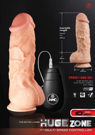 Excellent Power Huge Zone 10" Extra Large Vibrating Dong w Remote Control