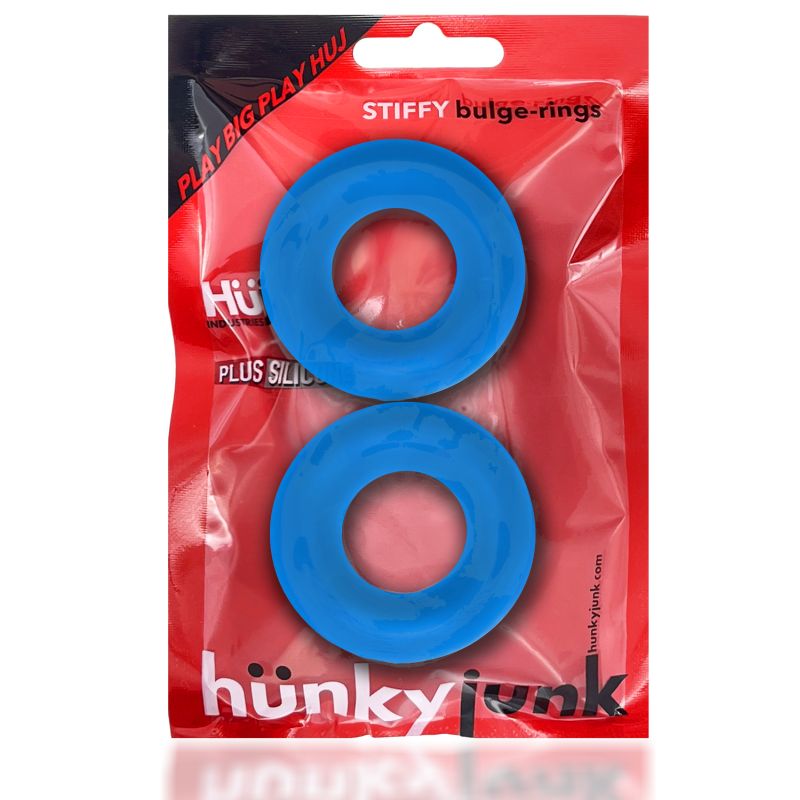 HunkyJunk Stiffy 2 Pc Bulge Cockrings Teal Ice