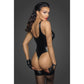 Noir Power Wetlook Bodysuit w High Cut Leg Size S, M or L