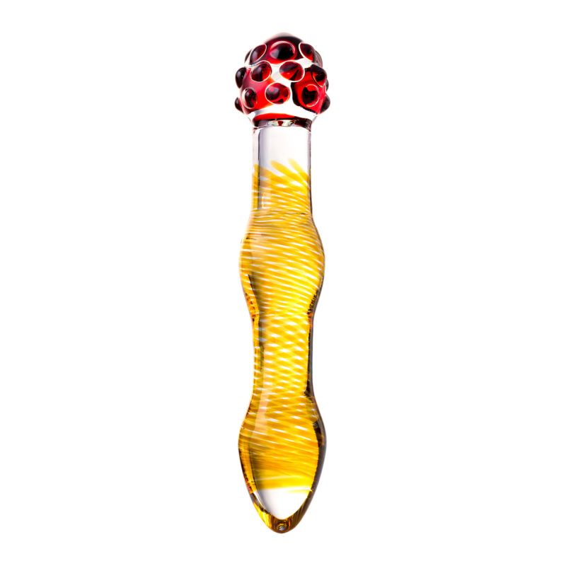 Sexus Glass Dildo Yellow and Red 20.5cm