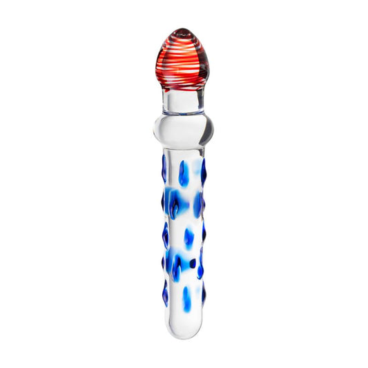 Sexus Glass Dildo Blue/Red 20 cm