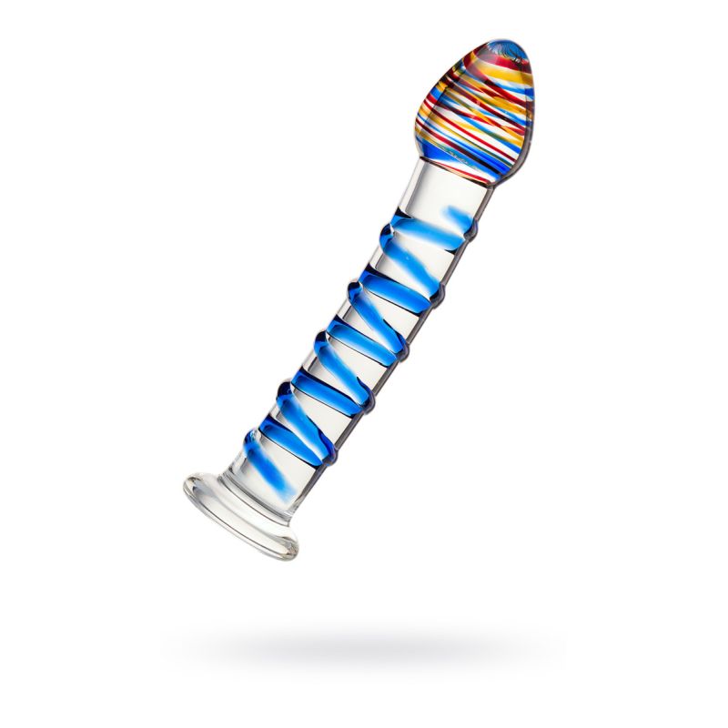 Sexus Glass Dildo Blue Swirls 18cm