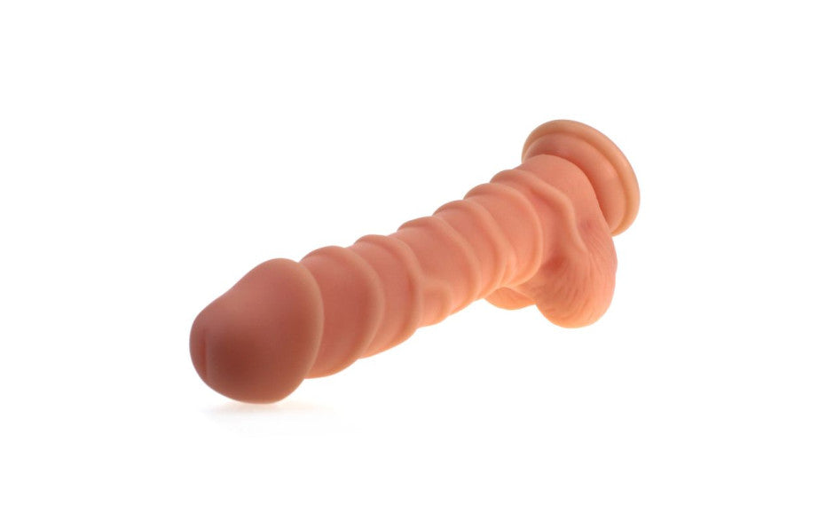 X-MEN Realistic Dildo Ridged Shaft w Balls Flesh