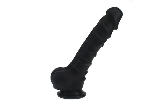 X-MEN Realistic Dildo Ridged Shaft w Balls Black