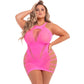 Pink Lipstick Back to Basixxx Hi Neck Dress Black/White/Pink Plus Size Q