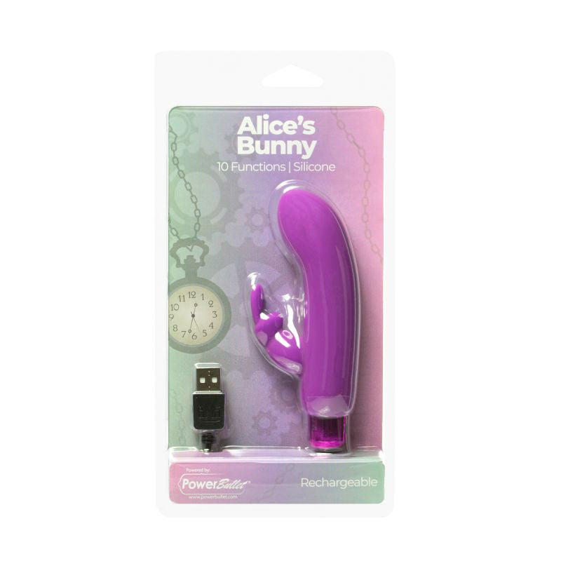 PowerBullet Alices Bunny Rechargeable Bullet w Rabbit Sleeve Purple