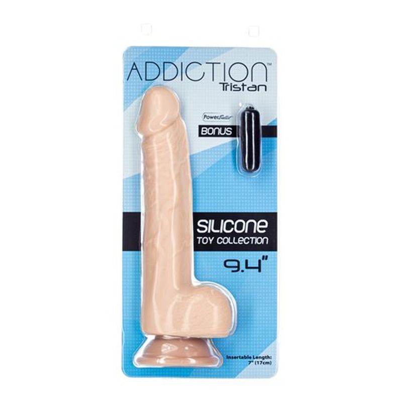 Addiction | Tristan 9" Dildo Dong Beige with bonus PowerBullet