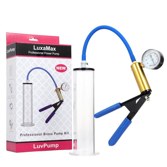 LuvPump LuxaMax Brass Handle Penis Pump Set w Gauge