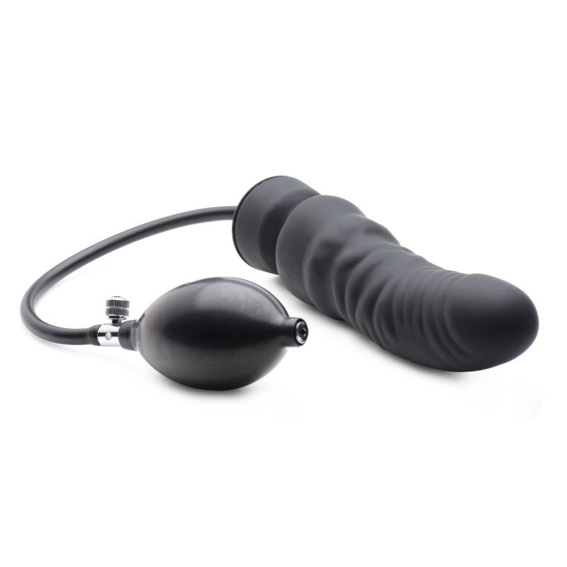 Master Series Dick Spand Inflatable Silicone Dildo Black