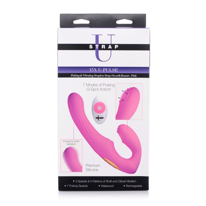 Strap U 15X U-Pulse Strapless Strap-On w Remote Pink