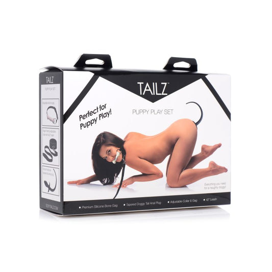 Tailz Puppy Play Set incl Gag, Plug and Collar Black