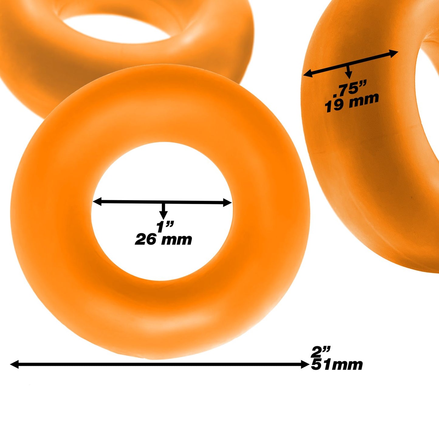 OxBalls Fat Willy 3 Pc Jumbo Cock Rings Orange