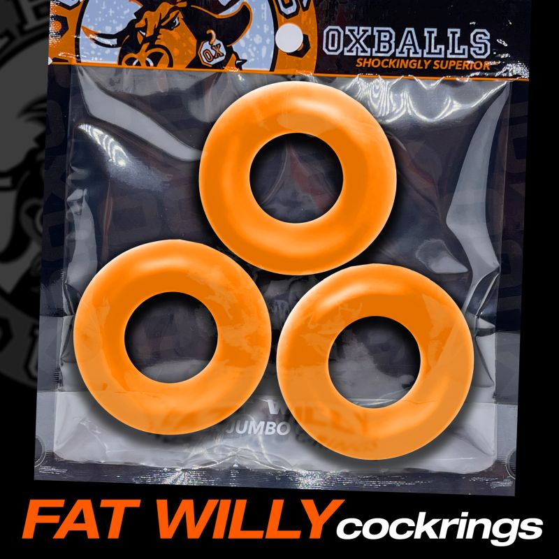 OxBalls Fat Willy 3 Pc Jumbo Cock Rings Orange