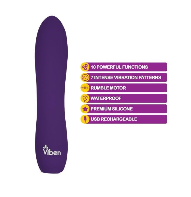 Viben Vivacious Rumble Motor Rechargeable Bullet Vibrator Violet