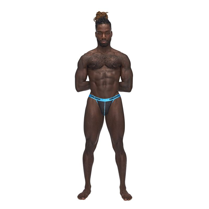 Male Power Casanova Uplift Micro Thong Black/Blue Size S/M or M/L or L/XL