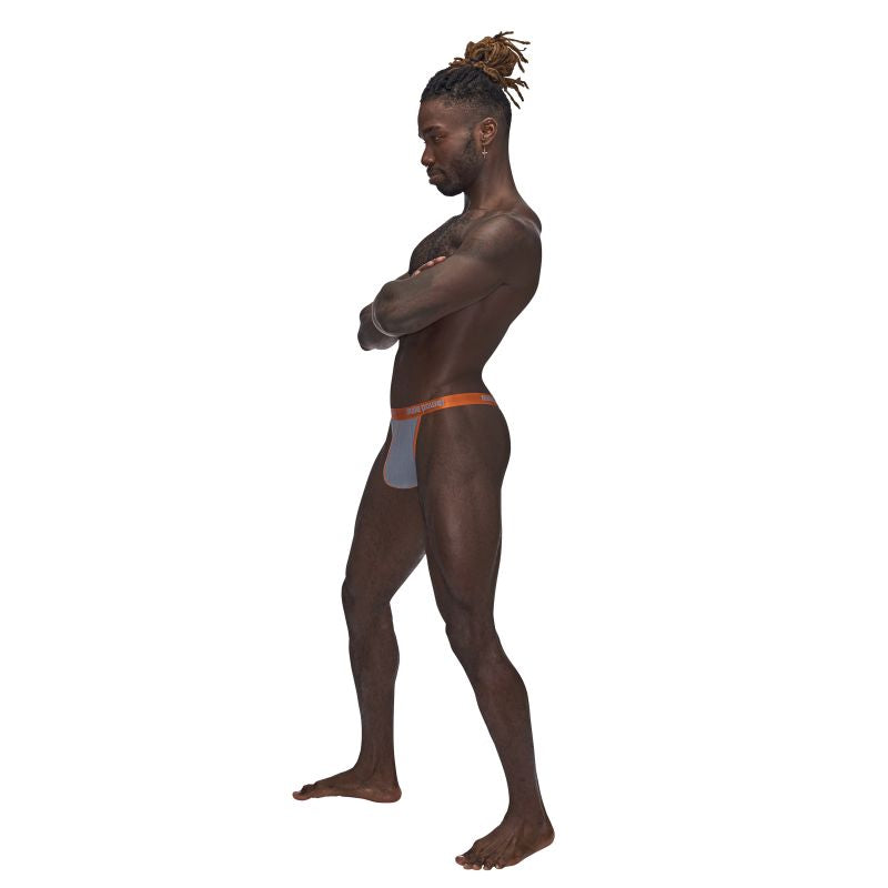 Male Power Casanova Uplift Micro Thong Grey/Orange Size S/M or M/L or L/XL