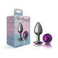 Cheeky Charms | Gunmetal Round Butt Plug w Purple Jewel Small