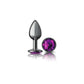 Cheeky Charms | Gunmetal Round Butt Plug w Purple Jewel Small