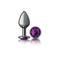 Cheeky Charms | Gunmetal Round Butt Plug w Purple Jewel Medium