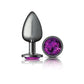 Cheeky Charms | Gunmetal Round Butt Plug w Purple Jewel Large