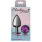 Cheeky Charms | Gunmetal Round Butt Plug w Purple Jewel Large