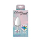 Cheeky Charms Silver Metal Butt Plug w Heart Clear Jewel Large