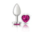 Cheeky Charms Silver Metal Butt Plug w Heart Pink Jewel Small