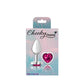 Cheeky Charms Silver Metal Butt Plug w Heart Pink Jewel Small