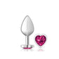 Cheeky Charms Silver Metal Butt Plug w Heart Pink Jewel Medium