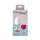 Cheeky Charms Silver Metal Butt Plug w Heart Pink Jewel Large