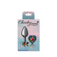 Cheeky Charms Gunmetal Butt Plug w Heart Rainbow Jewel Small