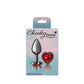 Cheeky Charms Gunmetal Butt Plug w Heart Red Jewel Small