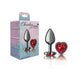 Cheeky Charms Gunmetal Butt Plug w Heart Red Jewel Small