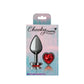 Cheeky Charms Gunmetal Butt Plug w Heart Red Jewel Medium