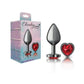 Cheeky Charms Gunmetal Butt Plug w Heart Red Jewel Medium