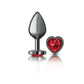 Cheeky Charms Gunmetal Butt Plug w Heart Red Jewel Medium