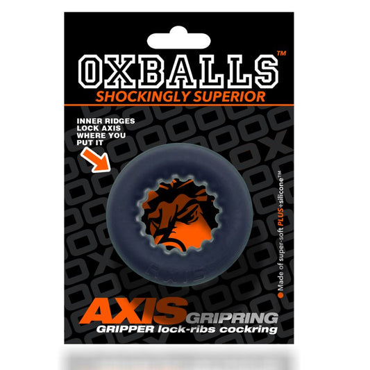 OxBalls Axis Rib Griphold Cockring Black Ice