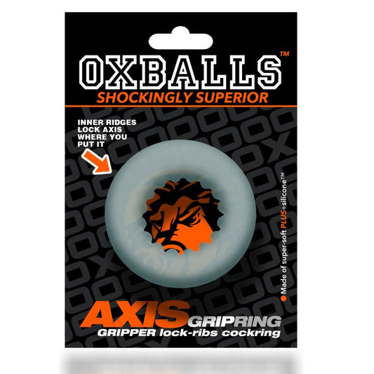 OxBalls Axis Rib Griphold Cockring Clear Ice