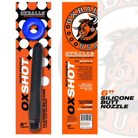 OxBalls Oxshot Butt Nozzle 6" inches Shower Hose includes ATOMIC JOCK Cock Ring