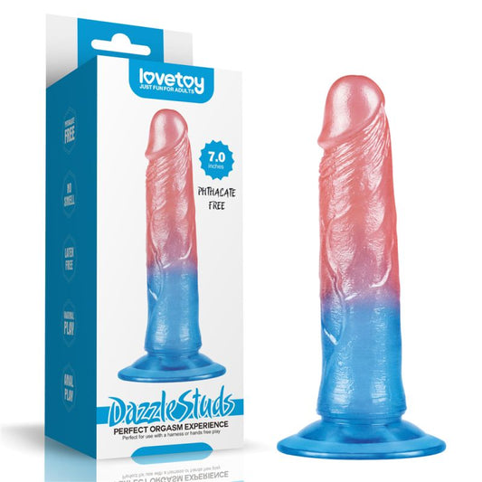 Lovetoy | Dazzle Studs Dildo 7" Pink/Blue