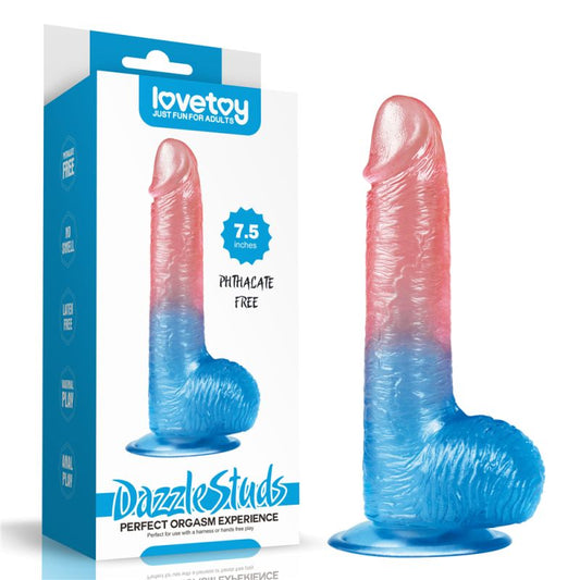 Lovetoy | Dazzle Studs Dildo 7.5" Pink/Blue