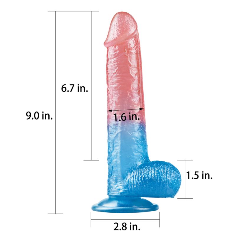 Lovetoy | Dazzle Studs Dildo 9" Pink/Blue