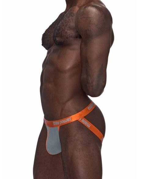 Male Power Casanova Uplift Jock Grey/Orange Size S/M or M/L or L/XL