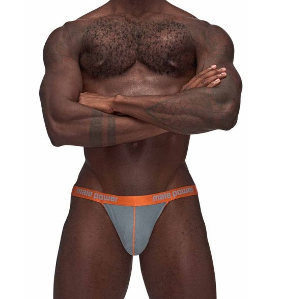 Male Power Casanova Uplift Jock Grey/Orange Size S/M or M/L or L/XL